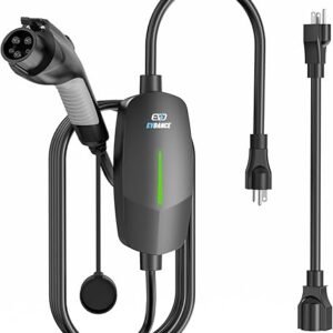 Level 1&2 EV Charger, Electric Vehicle Portable Charger with 25FT Cable, Home EV Charging Station for J1772 Electric Cars, 16Amp 110V-240V, NEMA 6-20 & NEMA 5-15 Plug